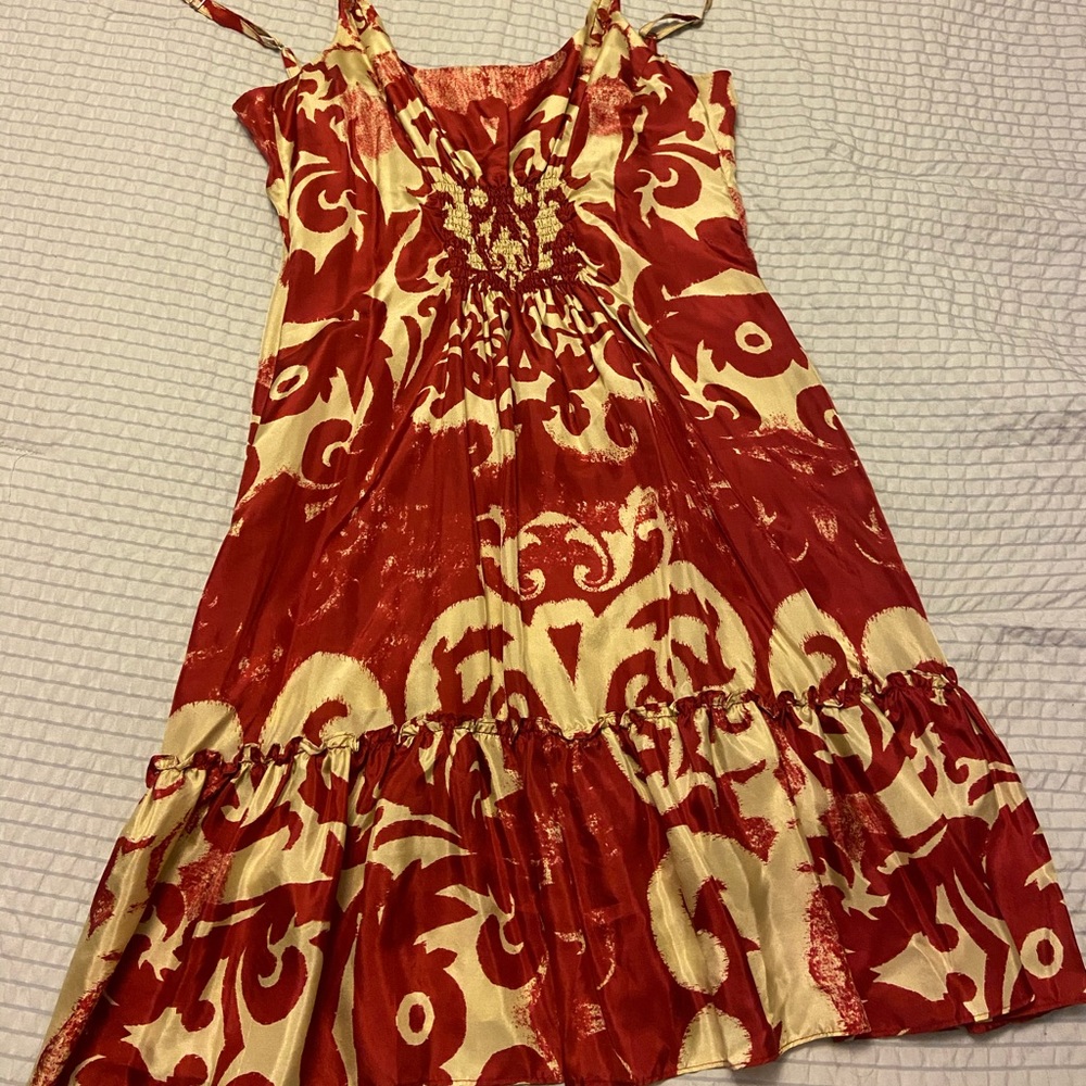 Yoana Baraschi red and cream/gold dress